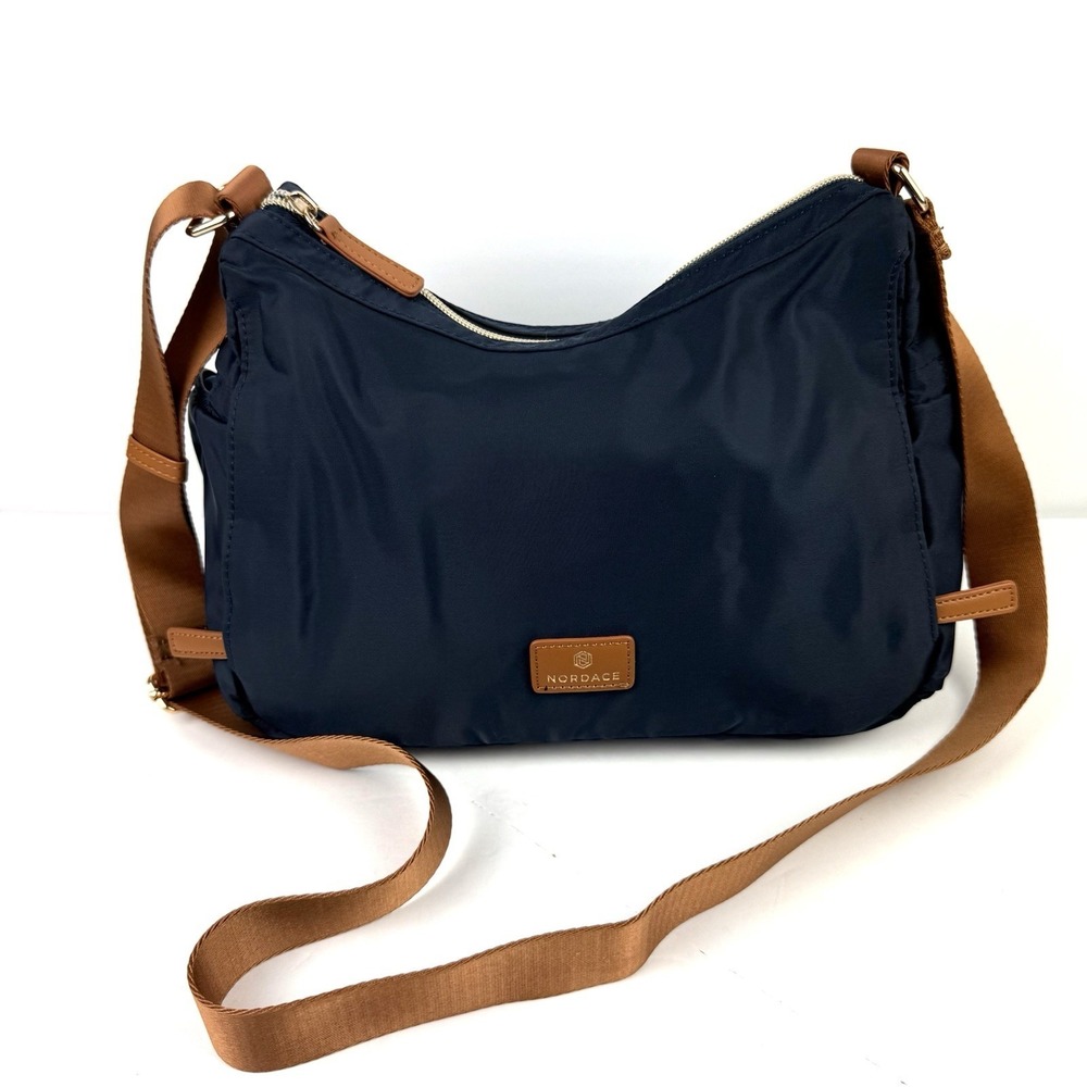 Nordace Siena Hobo Crossbody Bag Navy BLUE Sand RFID Travel Purse Brand New